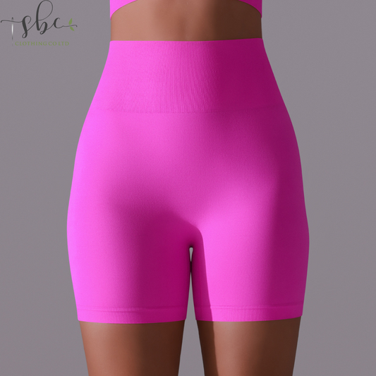 SB6659S-solid color seamless peach hip high waist tight butterfly yoga shorts  for women