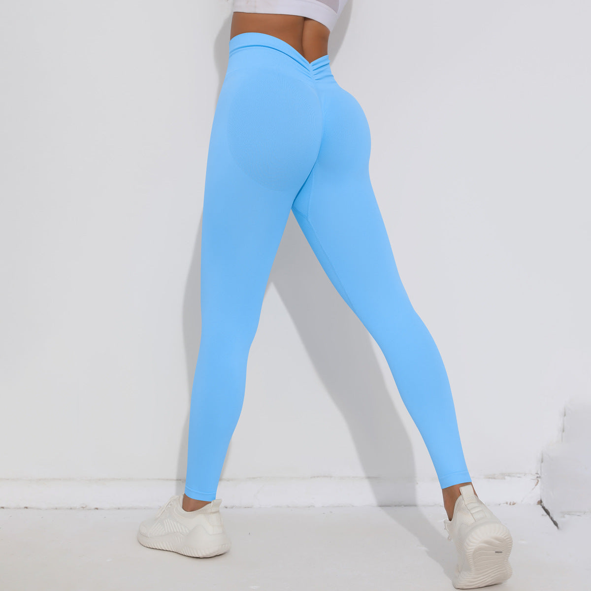 SB6659T-European and American solid color seamless peach hip high waist tight V waist yoga pants