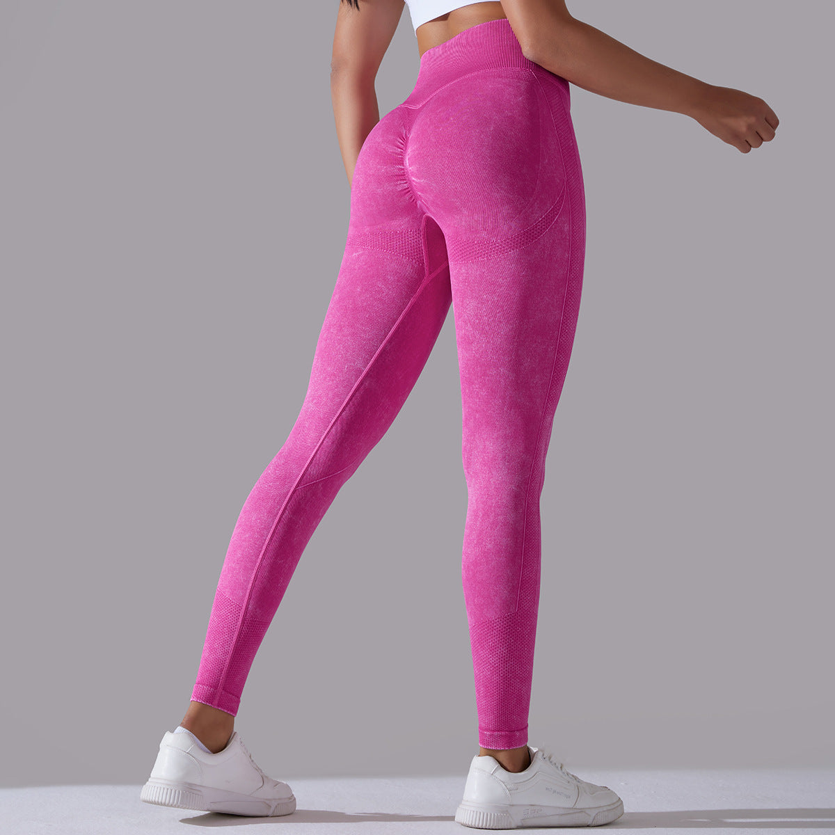 SB6635-European and American Seamless Crescent Washed High Waist Tight Peach Butt Lifting Yoga Pants